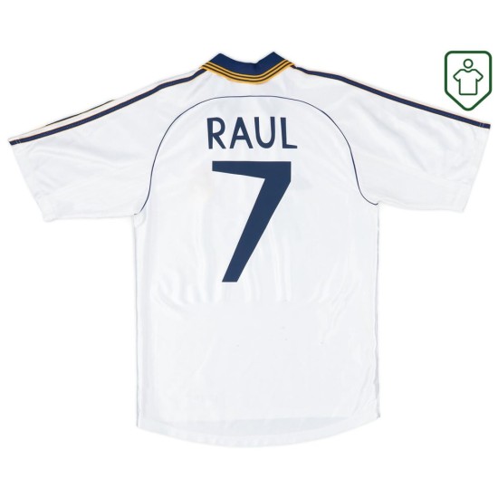 Uomo Maglia retro casa Real Madrid 2001 Raul #7 Uomo Maglia retro casa Real Madrid 2001 Raul #7