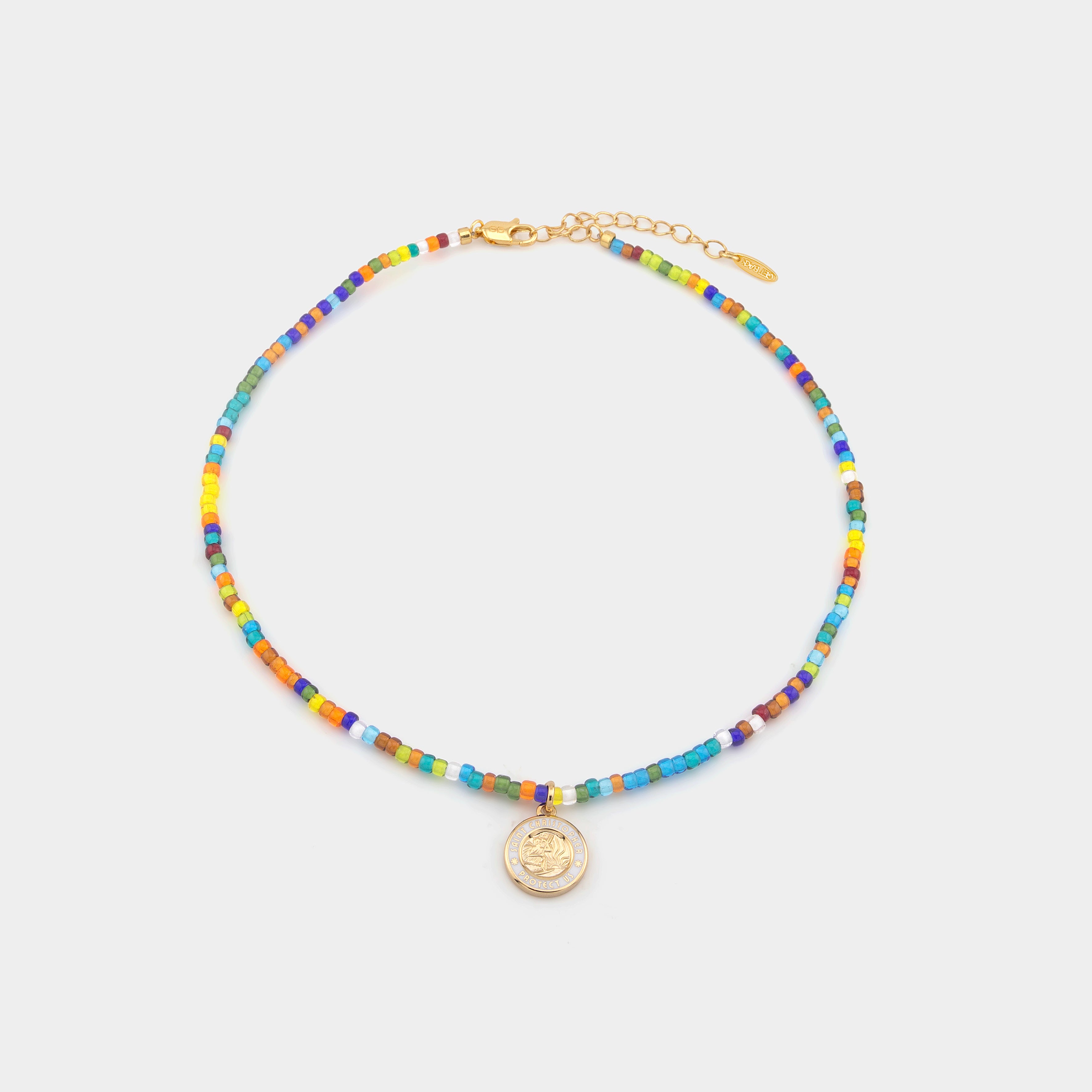 Choker retrò con perline arcobaleno - Oro / Bianco