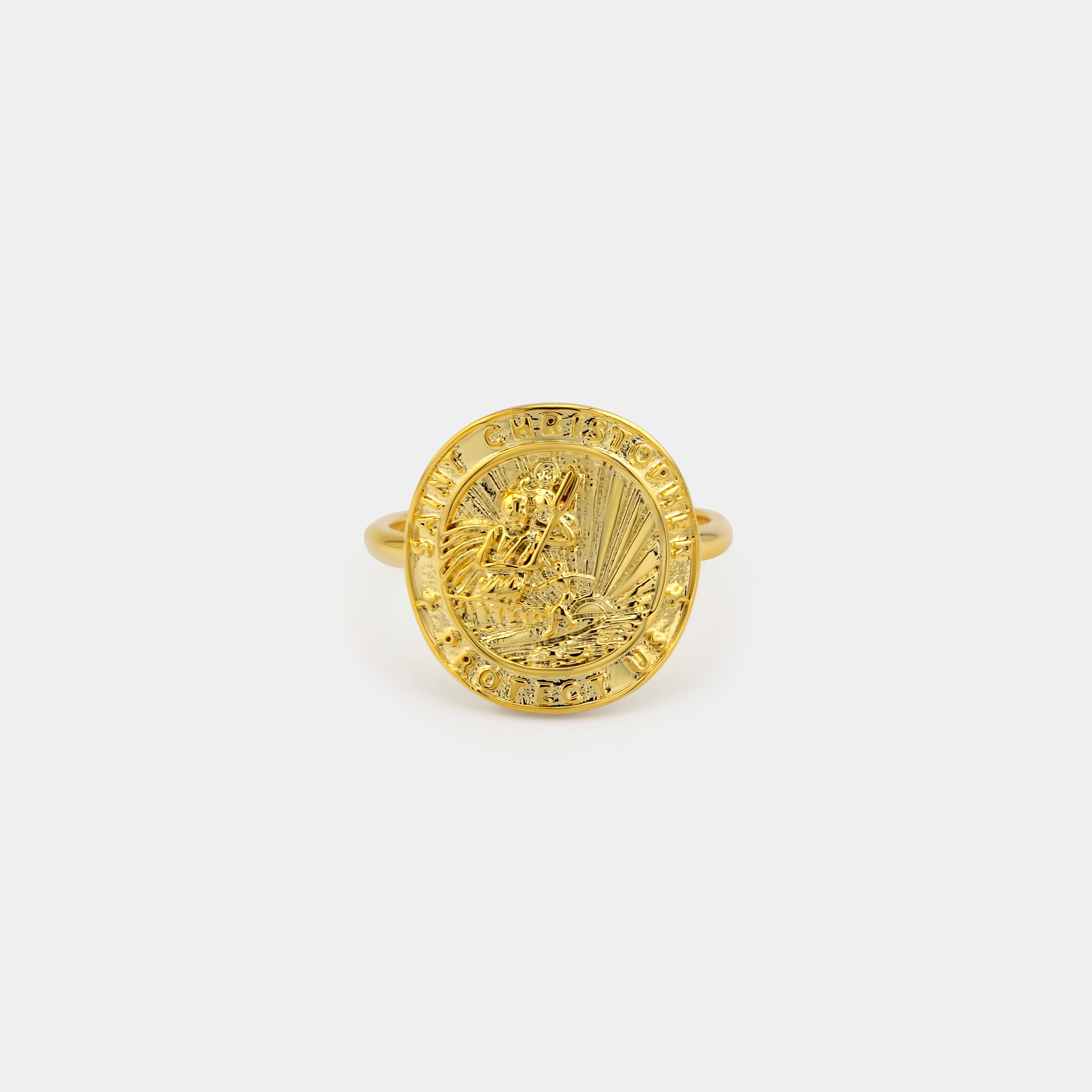 Anello con medaglione di San Cristoforo in oro