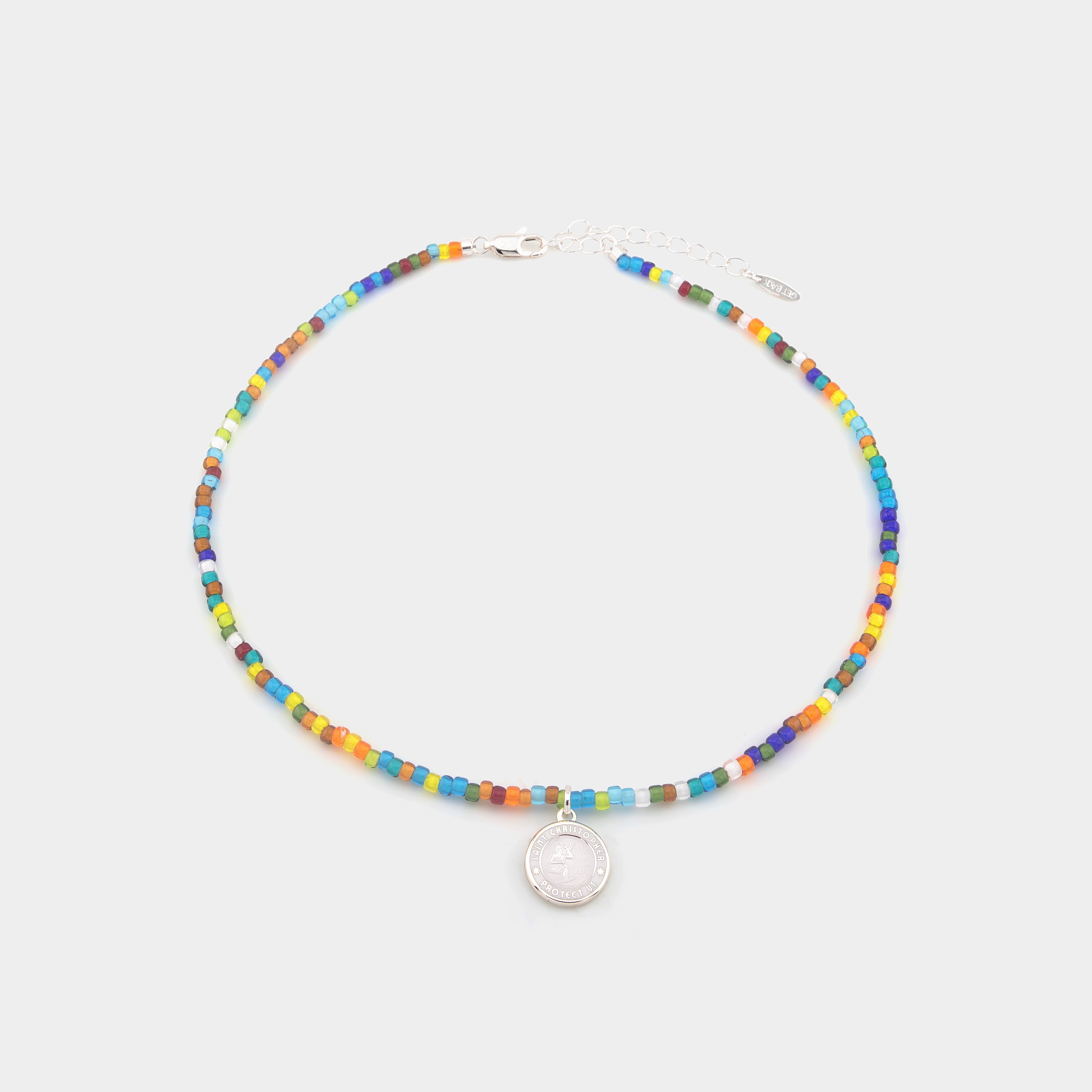 Choker con perline arcobaleno retrò - Bianco / Bianco